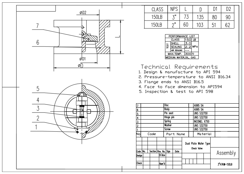 Dual Plate Wafer Check Valve 