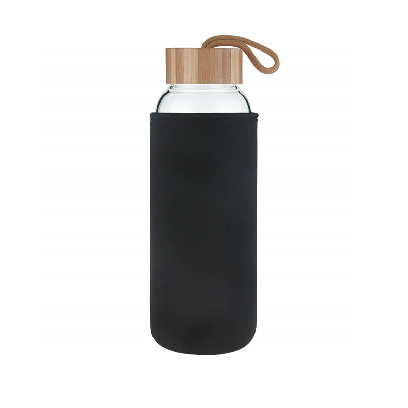 زجاجة ماء زجاجية 550 مل مع أغطية الخيزران