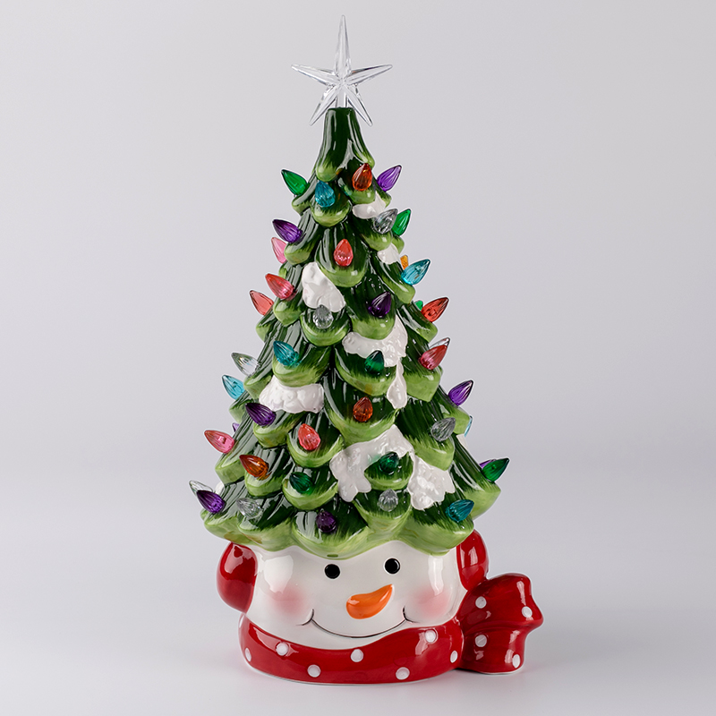 مضاءة الزخارف السيراميك أحرف عيد الميلاد ثلج سانتا وأشجار عيد الميلاد