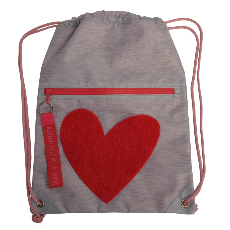 حقيبة الظهر الرباط OEM |حقيبة رياضية رياضية عكسية للنساءفي الهواء الطلق daypack مع التطريز على شكل قلب
