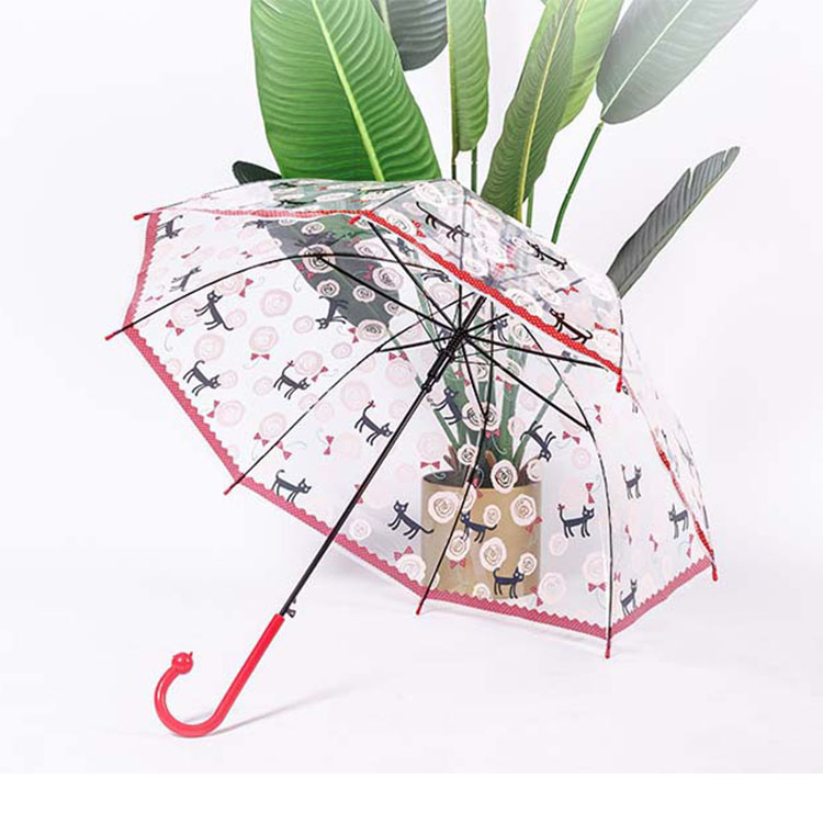 إبداعي القط مقبض الأطفال مظلة شفافة
