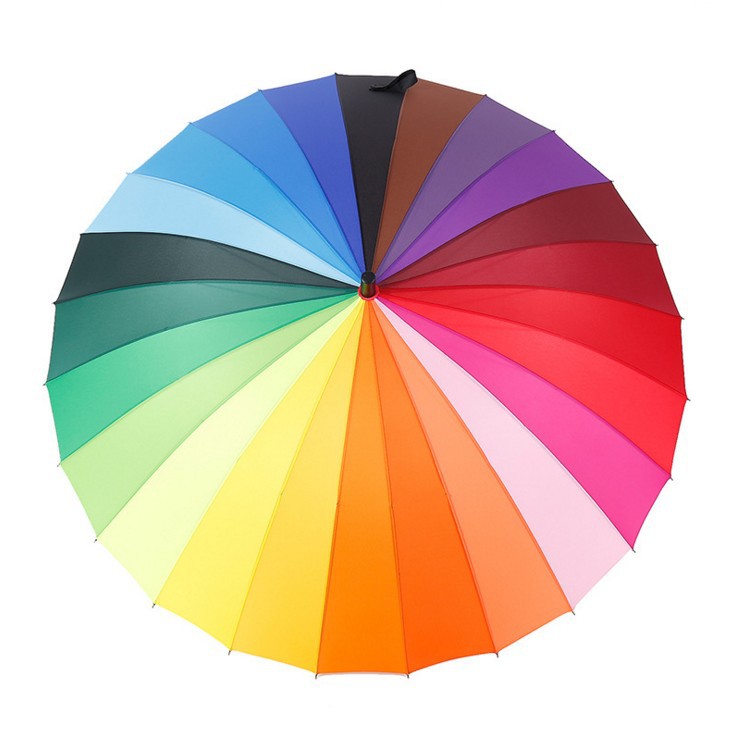 مخصص كبير 24 الأضلاع قوي مظلة قوس قزح الملونة