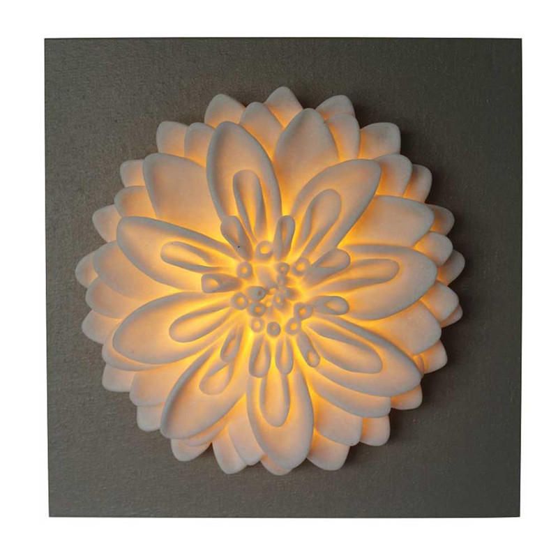 Wall Art Sandstone Flower MDF Plaque مع ضوء LED