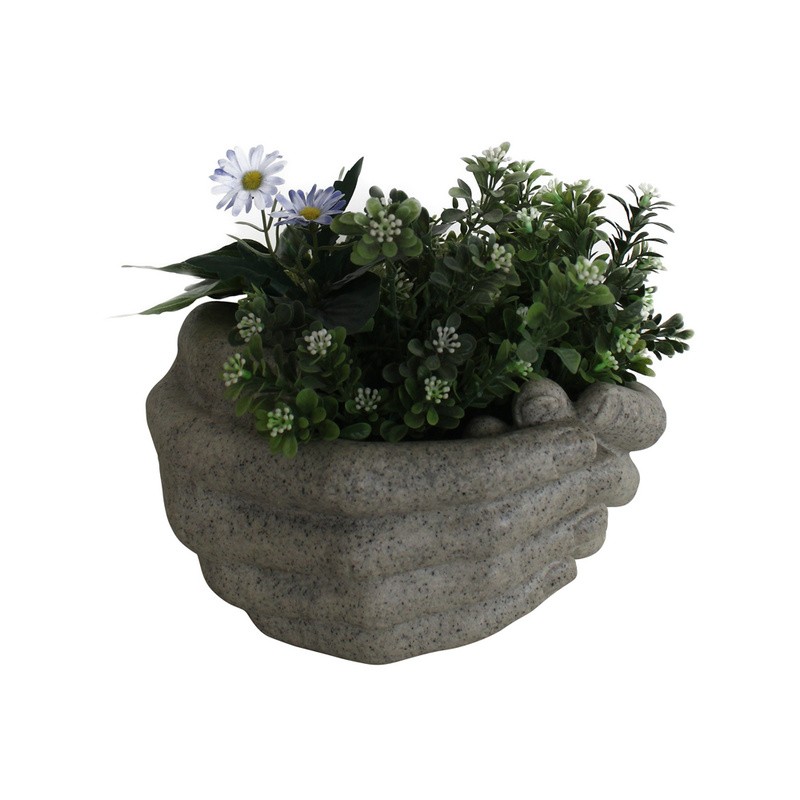 OEM & ODM حديقة ديكور الحجر الرملي اليدين المصنوع يدويا شكل flowerpot