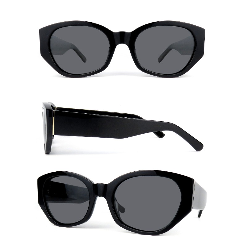 نظارات شمسية مستديرة من الأسيتات، نظارات شمسية من الأسيتات عالية الجودة بإطار معدني أسود، نظارات شمسية دائرية مصنوعة يدويًا من الأسيتات بعدسات مستقطبة