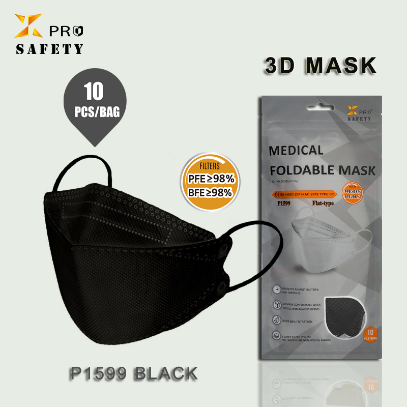 منتج جديد قناع وجه ثلاثي الأبعاد أسود 10 قطعة/حقيبة أمان 4 طبقات من الحماية المصنوعة في قناع الوجه من معدات الوقاية الشخصية
